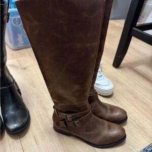 Brown Leather Knee-High Boots